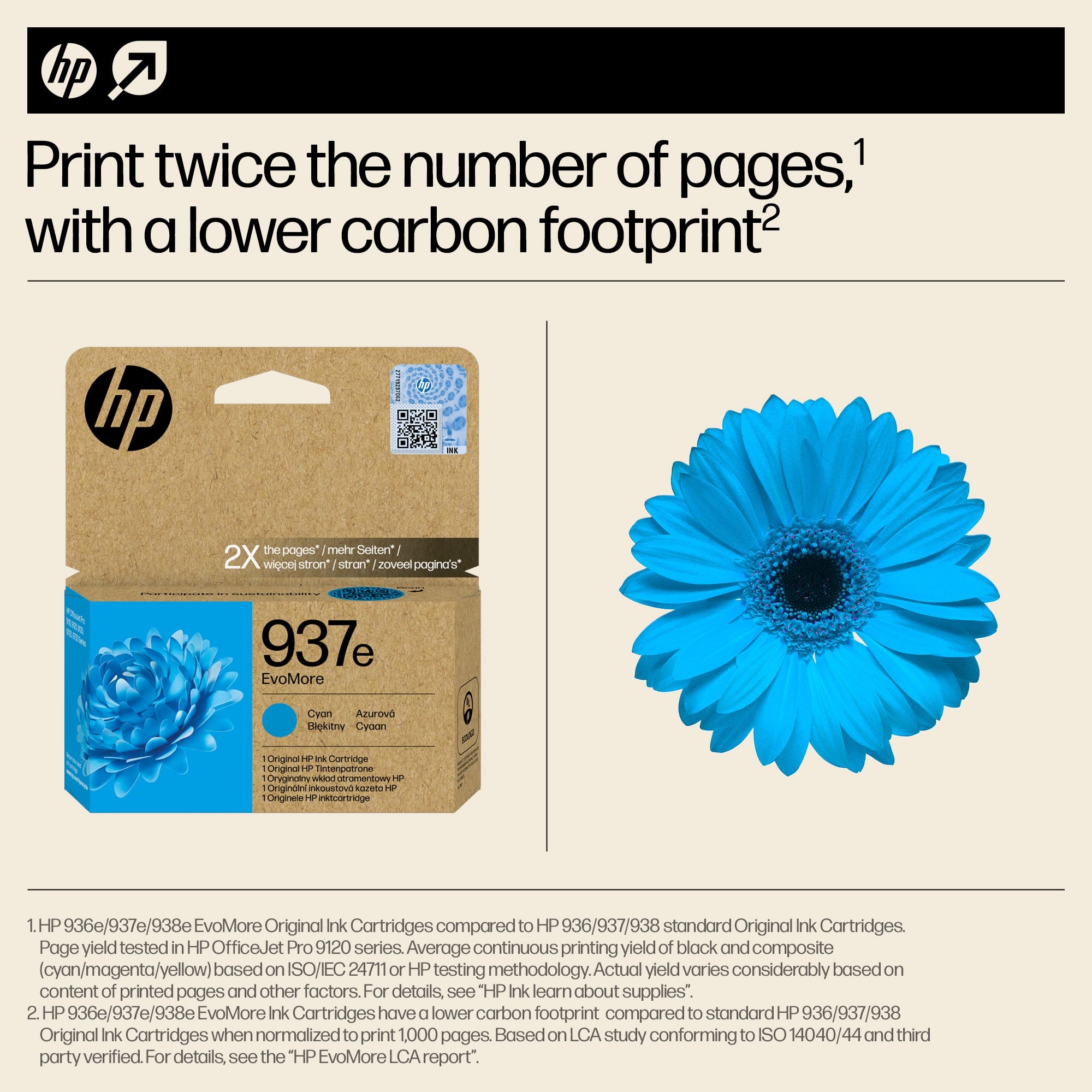 HP 937e EvoMore Cyan Original Ink Cartridge