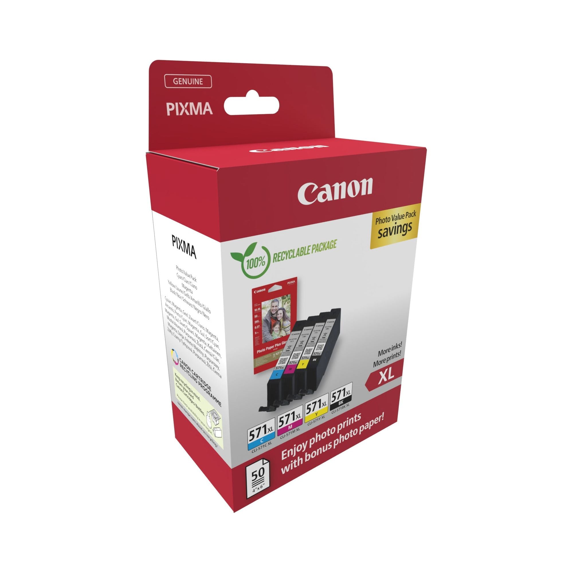 Canon 0332C006 ink cartridge 4 pc(s) Original High (XL) Prentar svart, blátt, rautt, gult