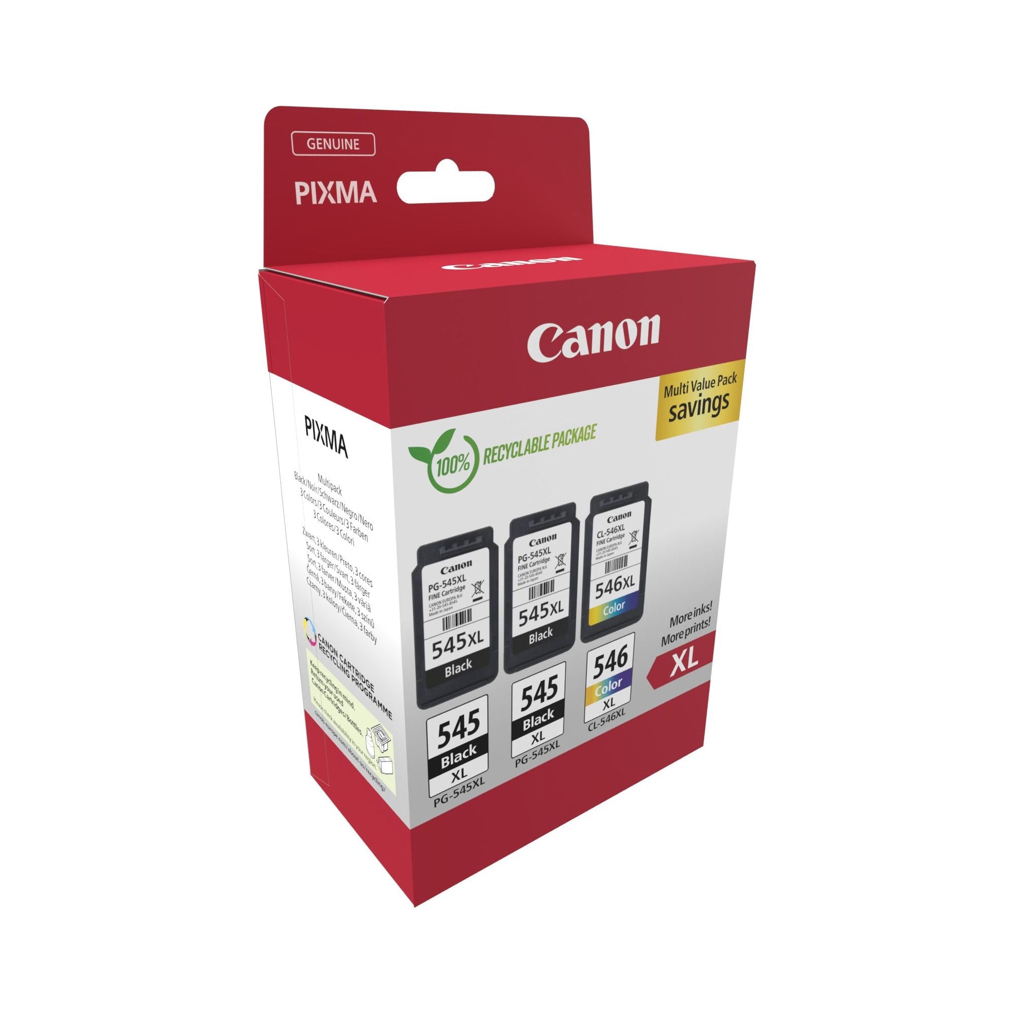 Canon 8286B013 ink cartridge 3 pc(s) Original High (XL) Prentar svart, blátt, rautt, gult