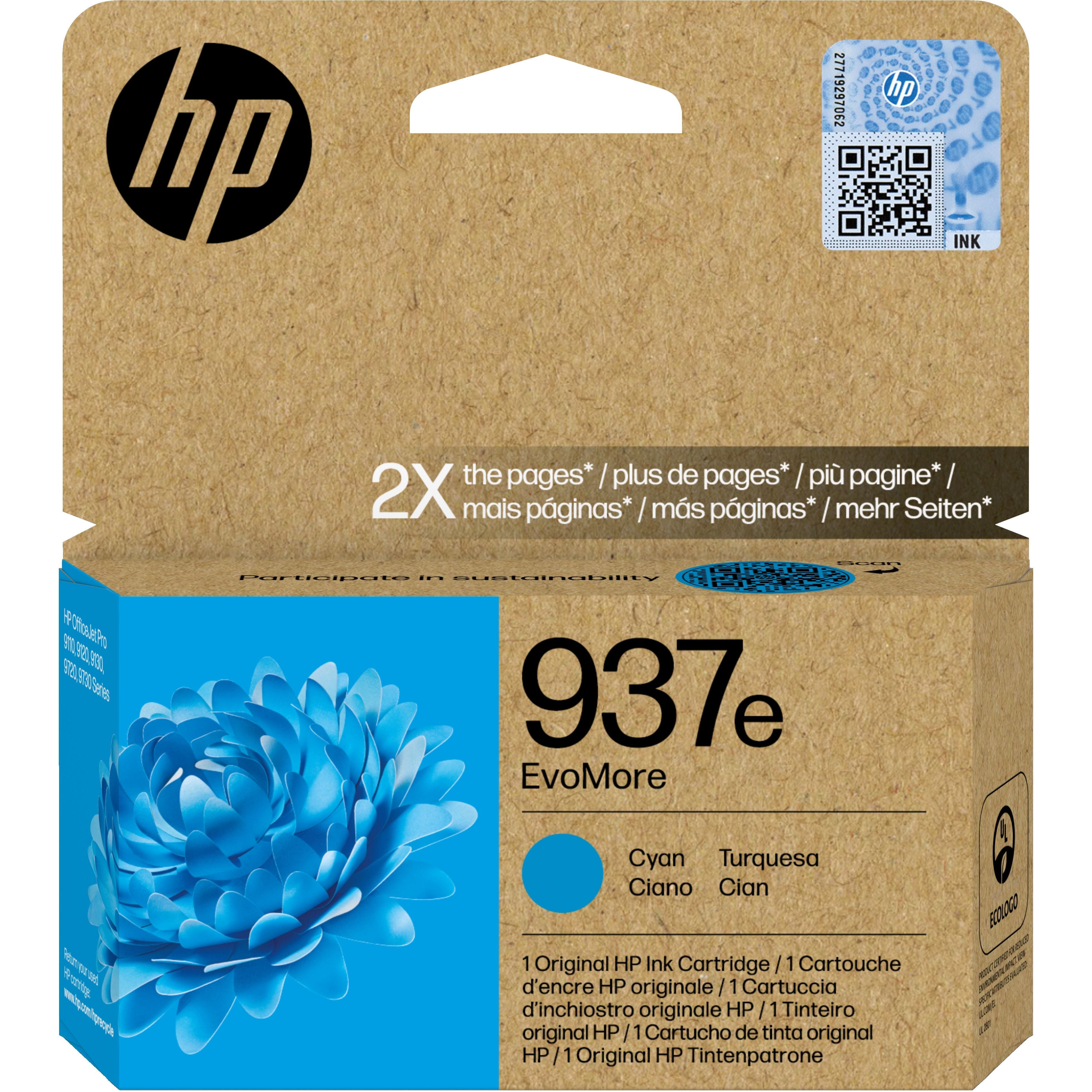 HP 937e EvoMore Cyan Original Ink Cartridge