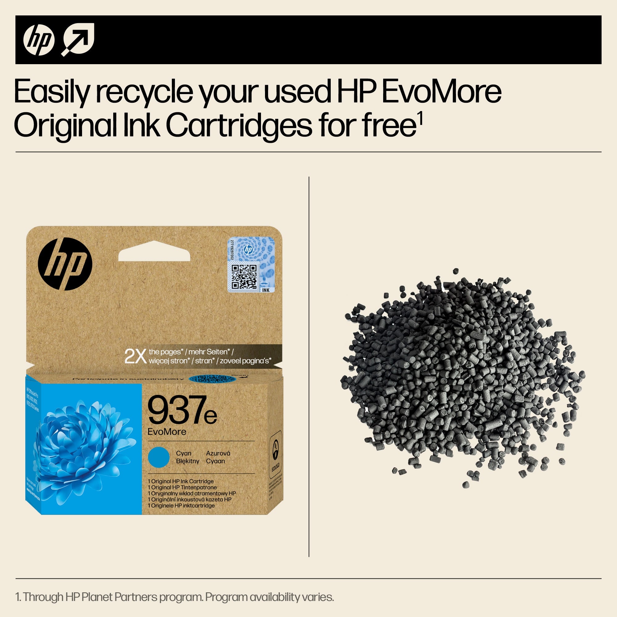 HP 937e EvoMore Cyan Original Ink Cartridge