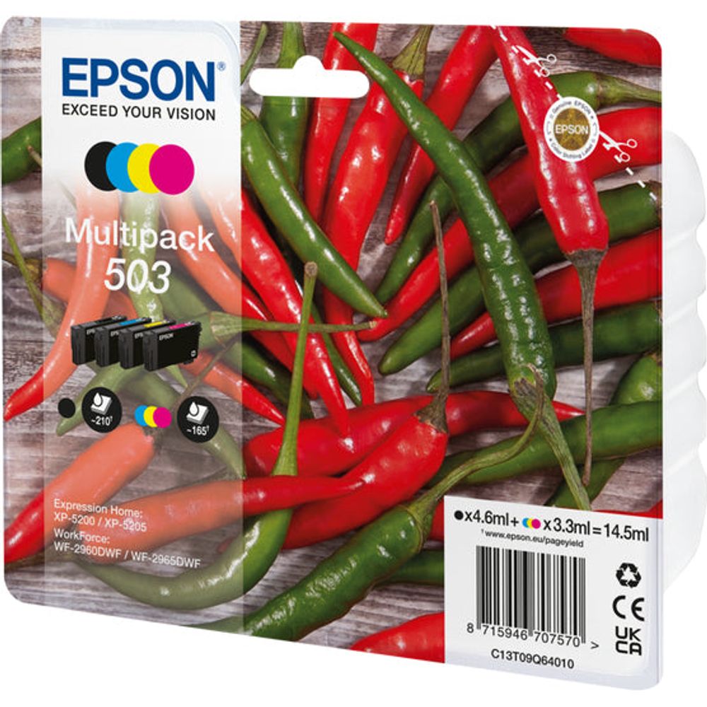 EPSON 503 blekhylki svart blátt rautt gult C13T09Q64010 Epson XP-5200