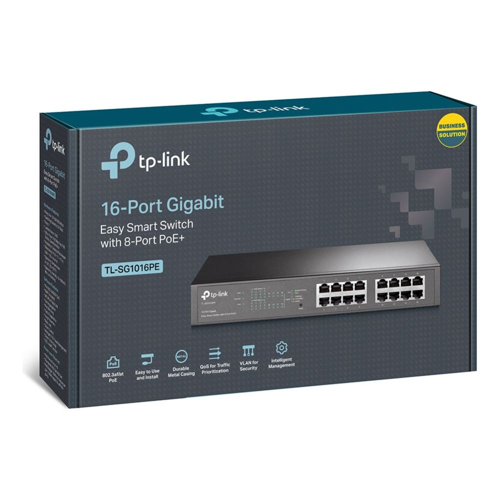 TP-Link TL-SG1016PE network switch Managed L2 Gigabit Ethernet (10/100/1000) Power over Ethernet (PoE) Black